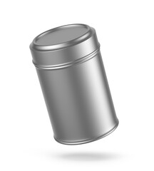 Tin food jar with lid blank template, 3d illustration.