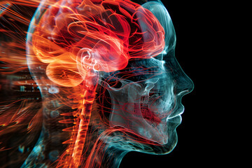 Computer Generated Image of Human Brain Revealing Intricate Neural Connections and Structure