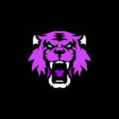Pink tiger logo design concept black background