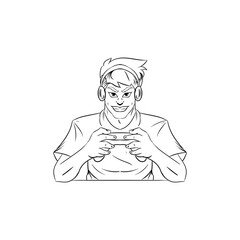 Gamer logo line art design