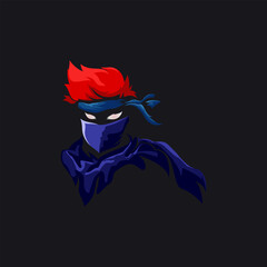 The ninja fighter colourful logo design concept