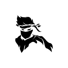 The ninja fighter b & w logo design concept