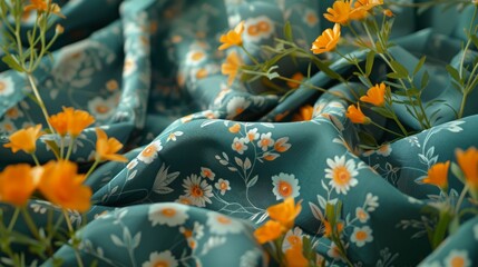 A floral fabric texture with patterns in the lush Grow Your Own color shades