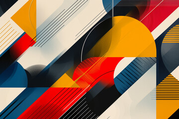 An abstract background with a dynamic geometric pattern, featuring sharp lines and bold shapes in a palette of modern, contrasting colors.