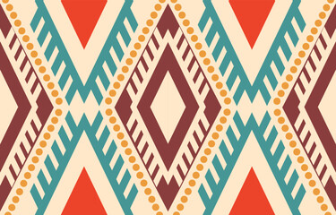 Obraz premium Ethnic abstract ikat art. Aztec ornament print. geometric ethnic pattern seamless color oriental. Design for background ,curtain, carpet, wallpaper, clothing, wrapping, Batik, vector illustration.