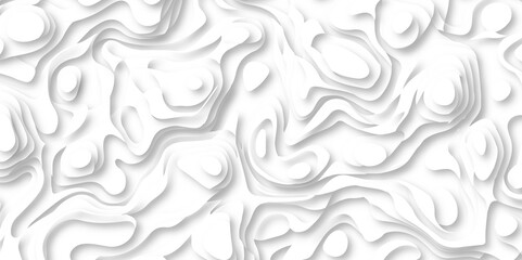 Abstract geometric layered curve line white background. 3d white papercut topography relief. Cover layout template. paper cut topography soft background banner texture. light liquid wave illustration.