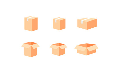 Box icon set. Box delivery. Flat style. Vector icons