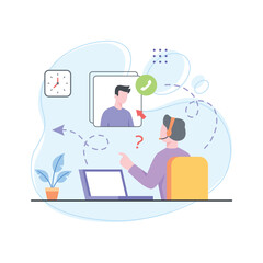 An amazing call center flat illustration in trendy style, ready to use and download