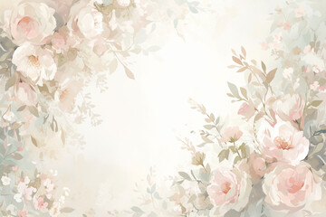 A light watercolor background featuring a subtle floral pattern, with soft pinks and greens gently intermingling 