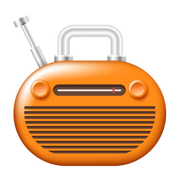 Retro radio icon. Vector 3D radio. Clipart isolated on white background.