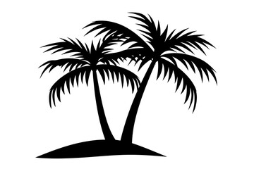 Obraz premium Two palm tree silhouettes. Logo design for travel agency. Summer, vacation