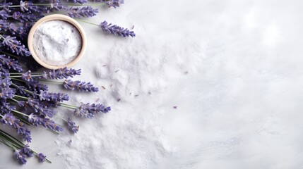 Natural scrub with lavender on a white texture background.
