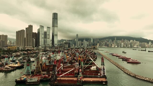 Hongkong urban city skyline with skyscraper in China, Asia.