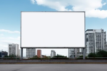 Fototapeta na wymiar Billboard or blank poster blank white mockup banner mockup, a large billboard in a city.AI generated