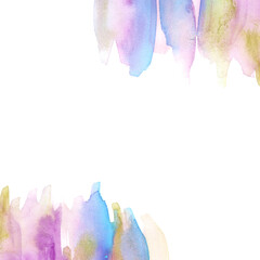 紫や青のカラフルな水彩のフレーム素材