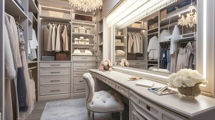 Elegant Walk-In Closet with Luxurious Details