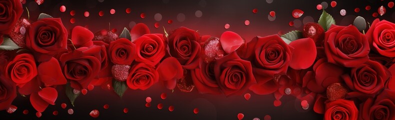 Red roses. Bouquet of red roses. Valentine's day, wedding day background. Valentine's and wedding greetings