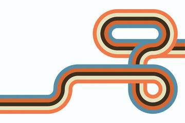 Retro abstract curved lines and stripes vector background