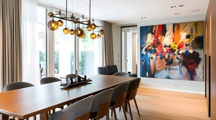 Modern Dining Room with Abstract Wall Art