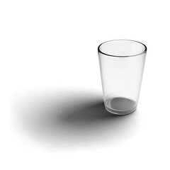 3D realistic transparent drinking glass with shadow