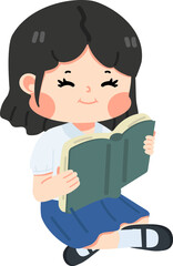 girl student sitting reading book