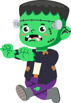 Frankenstein character Halloween cartoon vector