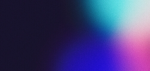 Dark grainy gradient background blue turquoise pink black glowing light noise texture banner backdrop poster copy space