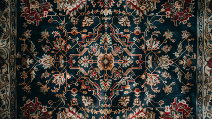 a beautiful vintage retro old colorful ancient carpet texture from above top view. cozy flat furniture. abstract pattern. wallpaper background.

