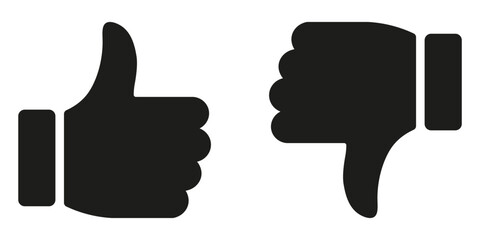 Thumb up and thumb down flat icon. Vector illustration