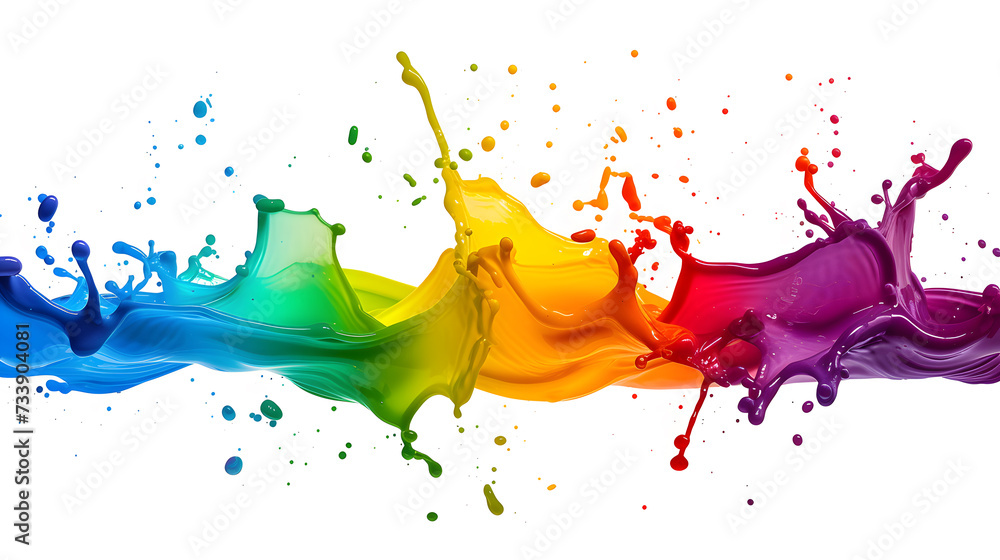 Poster Abstract rainbow colorful paint splash isolated on white background