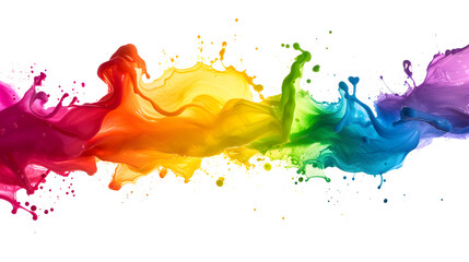 Abstract rainbow colorful paint splash isolated on white background - obrazy, fototapety, plakaty