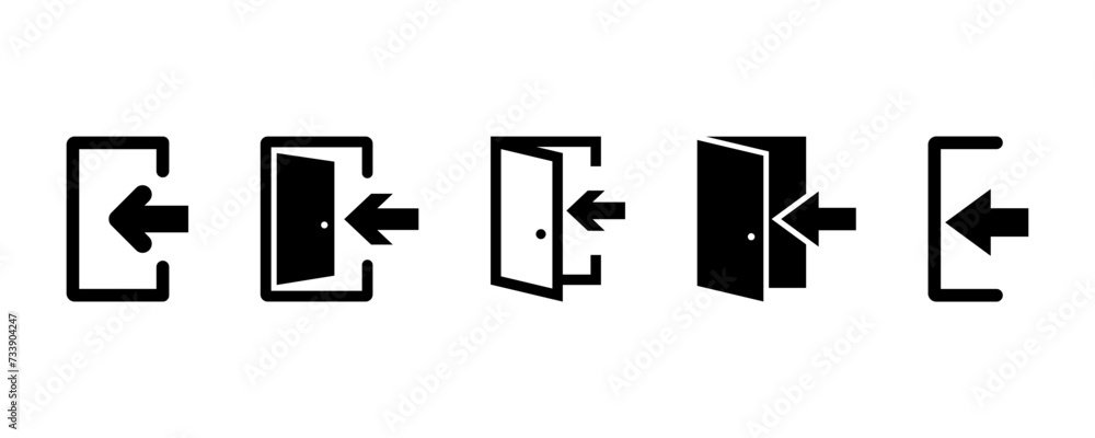 Aufkleber set of exit vector icons set. black door. emergency exit. open door. vector 10 eps.