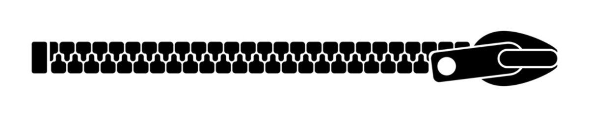 Long zipper vector icon. Black silhouette with closed zipper. Closure fastener. © Міша Герба