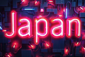 「Japan（日本）」の文字が入ったネオンのグラフィック（ロゴ・Japanのロゴ）