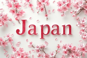 「Japan（日本）」の文字が入った桜のグラフィック（ロゴ・Japanのロゴ）