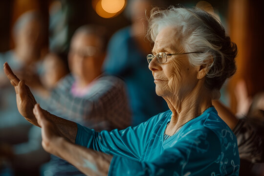 Senior wellness concept - tai-chi class
