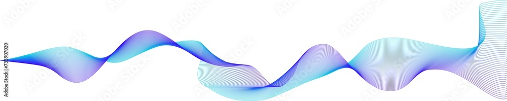 Poster Vector wave dynamic music lines. Blue-violet abstract lines. Sound waves on transparent background for your design. PNG image