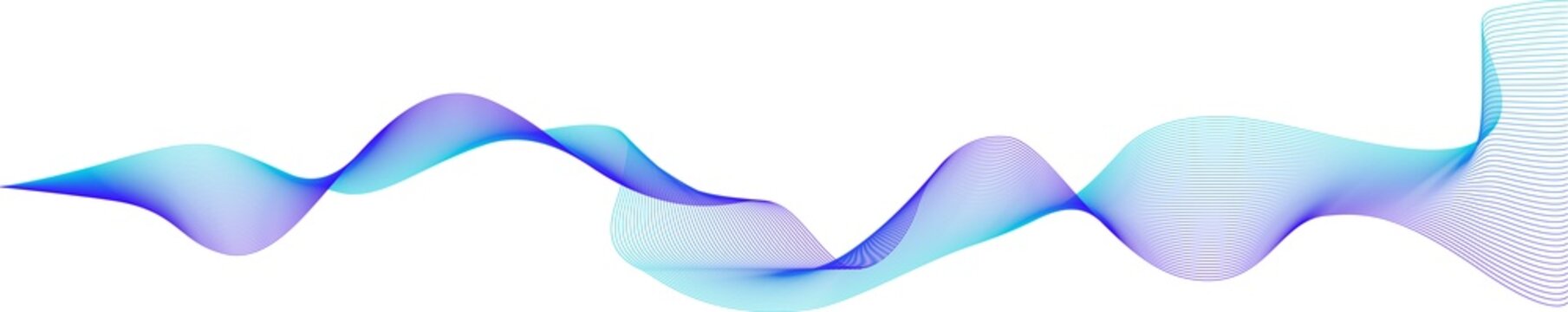 Vector wave dynamic music lines. Blue-violet abstract lines. Sound waves on transparent background for your design. PNG image