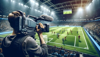 cameraman back in soccer stadium