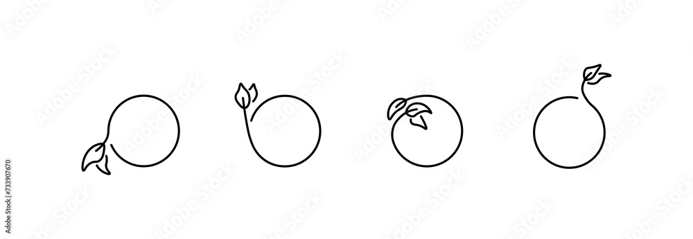 Poster leaf with circle icon. linear style. vector icons
