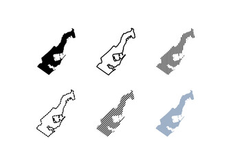 Outline map of Monaco. Monaco map. Silhouette, linear and flat style. Vector icons