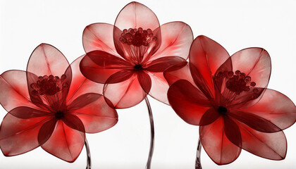 Czerwone szklane kwiaty na białym tle, dekoracja generative ai - obrazy, fototapety, plakaty