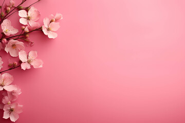 Pink flowers on a pink background It's a banner with space for inserting text.