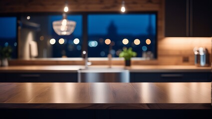 The image showcases a welcoming kitchen space, highlighting wooden countertops and warm lighting that creates an inviting ambiance. - Powered by Adobe