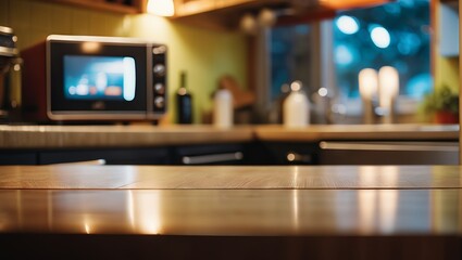 The image showcases a welcoming kitchen space, highlighting wooden countertops and warm lighting that creates an inviting ambiance.