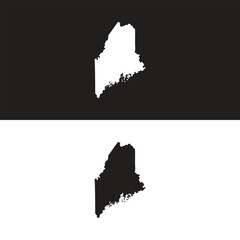 Maine Map Black | State Border | United States | US America | Transparent Isolated | Variations