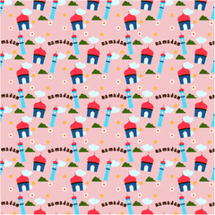 Digital Design seamless pattern background with moslem theme, Colorful Print Design. This design is suitable for scrapbooking, Machine cutting, Vinyl stickers, decals, Clothing printing.