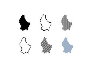 Outline map of Luxembourg. Luxembourg map. Silhouette, linear and flat style. Vector icons