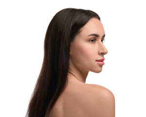 Fototapeta premium Portrait of attractive young woman on white background