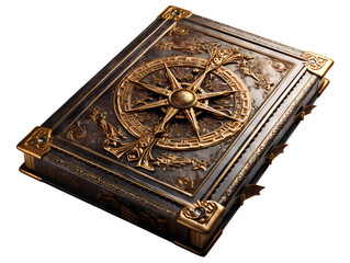 Ancient Spellbook Gilded in Gold, isolated on a transparent or white background